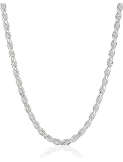 Royal Phase Authentic 925 Sterling Silver Diamond Cut Rope Chain Necklace, Sterling Silver Chain, Sterling Silver Necklace 1MM 1.3MM 2MM 2.5MM 3MM 3.5MM 4MM 5MM Twisted B