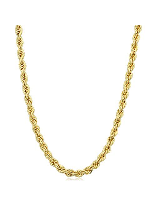 Kooljewelry 14k Yellow Gold Filled 3.2mm Rope Chain Necklace (16, 18, 20, 22, 24, 26, 30 or 36 inch)