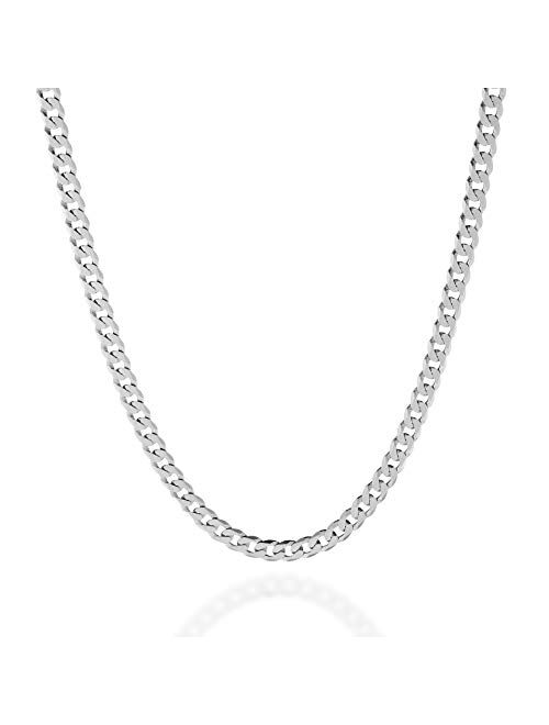 Quadri - Cuban Link Chain in Sterling Silver Solid Italian Jewelry 5mm Diamond Cut Necklace for Men Women Boys Girls - 16 to 30 Inch - 925 Made in Italy Premium Quality -