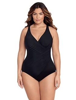 Women's Plus Size Slimming Tummy Control Swimwear Oceanus Soft Cup One Piece Swimsuit