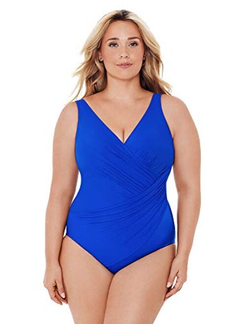 Miraclesuit Women's Plus Size Slimming Tummy Control Swimwear Oceanus Soft Cup One Piece Swimsuit