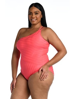 Women's One Shoulder Tummy Control One Piece Swimsuit