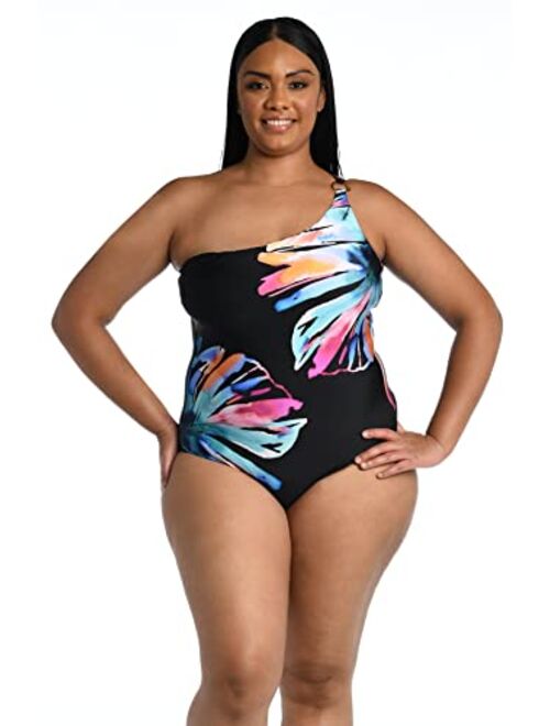 La Blanca Women's One Shoulder Tummy Control One Piece Swimsuit