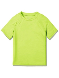 TSLA Youth Kids UPF 50+ Short Sleeve, Aqua Water Swimsuit Top, UV/SPF Surf Swim Shirt