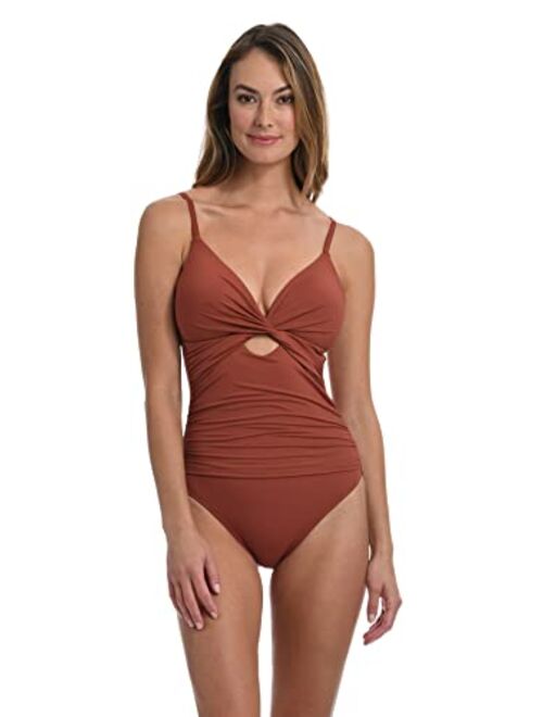 La Blanca Women's Island Goddess Twist Keyhole One Piece Swimsuit