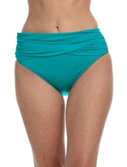 Women's Island Goddess Banded Mid Waist Swimsuit Bottom