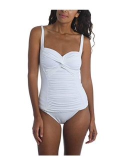 Women's Standard Island Goddess Twist Front Bandeau Tankini Swimsuit Top