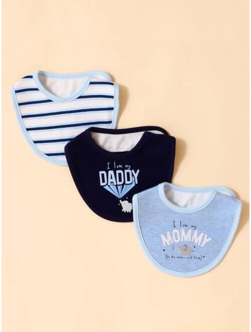 Shein 3pcs Baby Letter Graphic Bib