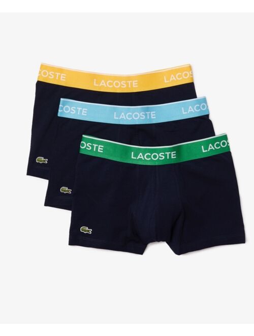 Lacoste Men's Casual Classic Colorful Waistband Trunk Set, 3 Piece