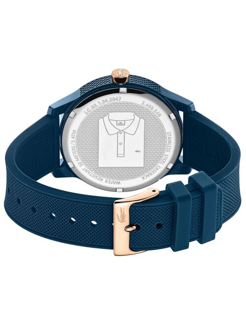 Lacoste Men's 12.12 Blue Rubber Strap Watch 42mm