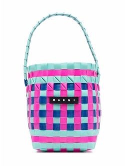 Kids woven colour-block shoulder bag