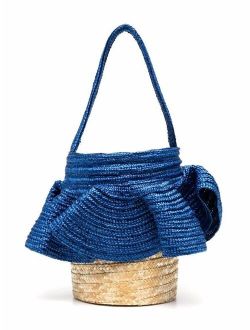 Piccola Ludo two-tone woven bucket bag