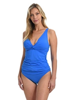 Over the Shoulder Twist Front Tankini Swimsuit Top
