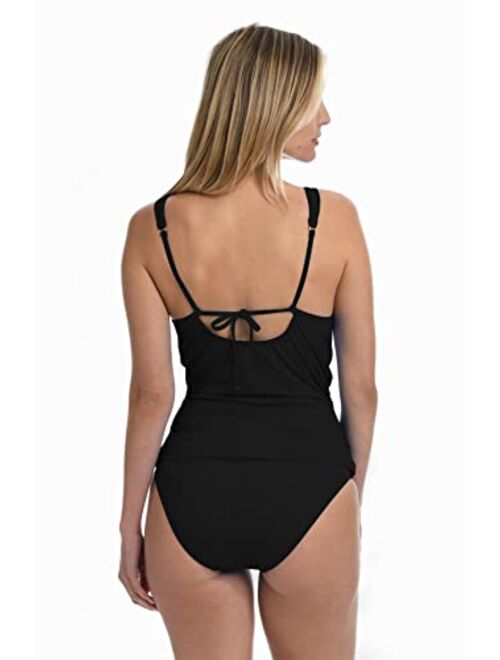 La Blanca Over the Shoulder Twist Front Tankini Swimsuit Top