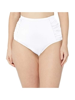 Women's Island Goddess Side Shirred High Waist Bikini Swimsuit Bottom