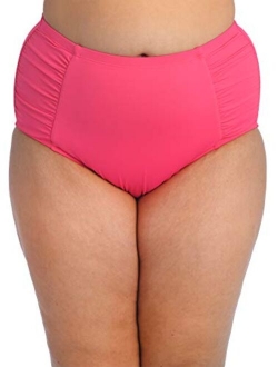 Women's Island Goddess Side Shirred High Waist Bikini Swimsuit Bottom