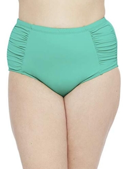 Women's Island Goddess Side Shirred High Waist Bikini Swimsuit Bottom