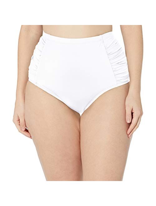 La Blanca Women's Island Goddess Side Shirred High Waist Bikini Swimsuit Bottom