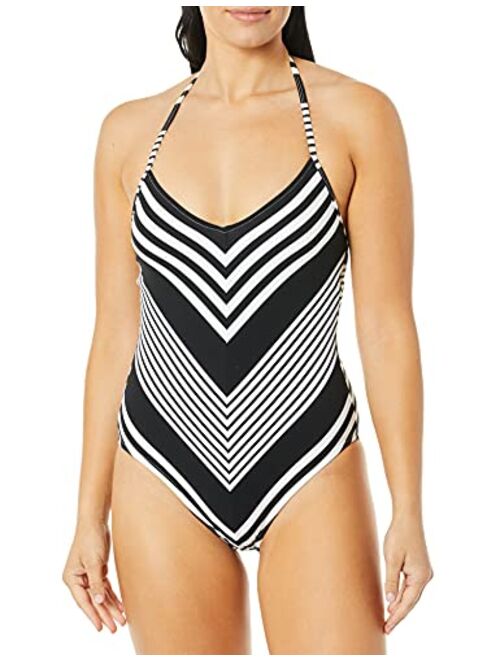 La Blanca Women's V-Neck Halter One Piece Swimsuit