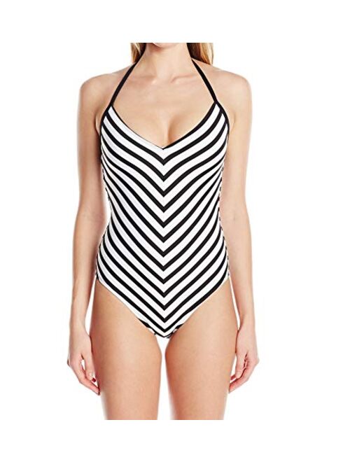 La Blanca Women's V-Neck Halter One Piece Swimsuit