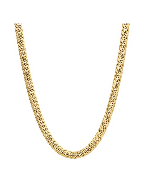 Krkc&Co Keep Real Keep Champion KRKC&CO 6/10mm Cuban Link Curb Chain, 18K Gold Chain for Men, 6-Side Cut Double Layer Necklace, Mens Cuban Chain Jewelry, Durable Street-w