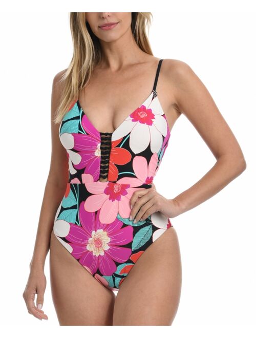 La Blanca Reversible Plunge-Neck Tummy-Control One-Piece Swimsuit