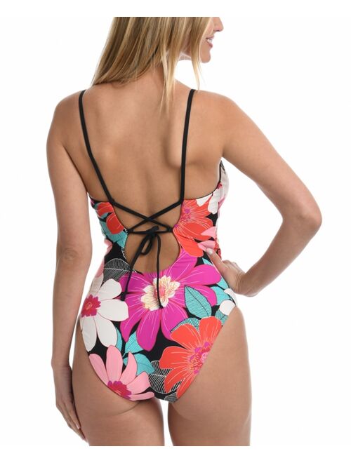 La Blanca Reversible Plunge-Neck Tummy-Control One-Piece Swimsuit