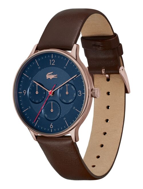 Men's Lacoste Club Brown Leather Strap Watch 42mm