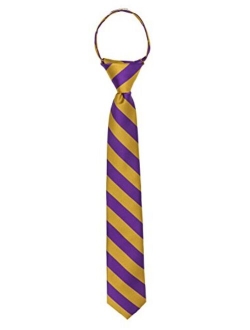 Stripe Woven Boys 14" College Striped Zipper Tie