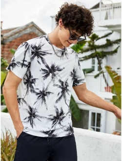 Men Tropical Print Tee