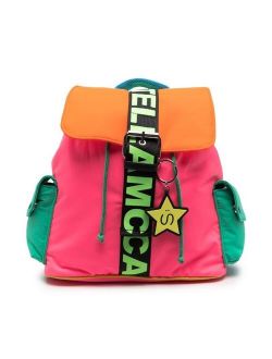 Kids logo print colour-block backpack