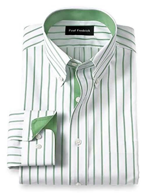 Paul Fredrick Men's Classic Fit Non-Iron Cotton Stripe Dress Shirt