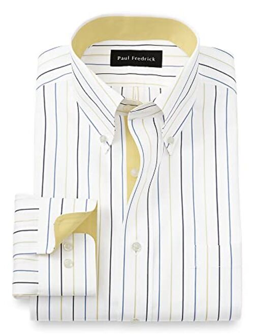 Paul Fredrick Men's Classic Fit Non-Iron Cotton Stripe Dress Shirt