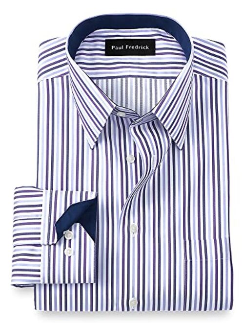 Paul Fredrick Men's Tailored Fit Non-Iron Cotton Stripe Dress Shirt