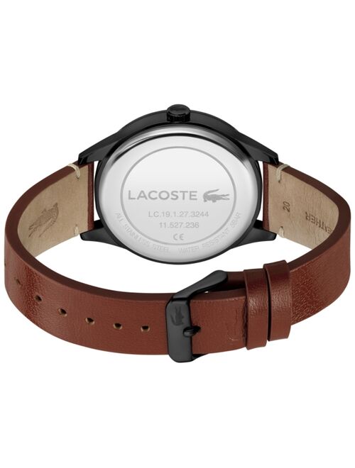 Lacoste Men's Traveler Tan Leather Strap Watch 43mm