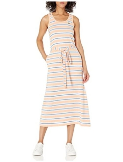 Women's Sleeveless Striped Belted Maxi Dress