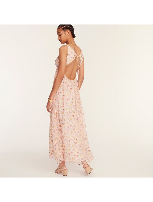 Open-back silk maxi dress in Liberty Garden of Life print