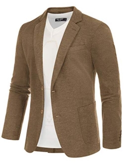 Men's Casual Knit Blazer Suit Jackets Two Button Lightweight Unlined Sport Coat