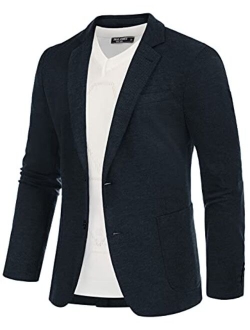 Men's Casual Knit Blazer Suit Jackets Two Button Lightweight Unlined Sport Coat