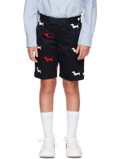 Thom Browne Kids Navy Side Tab Hector Shorts