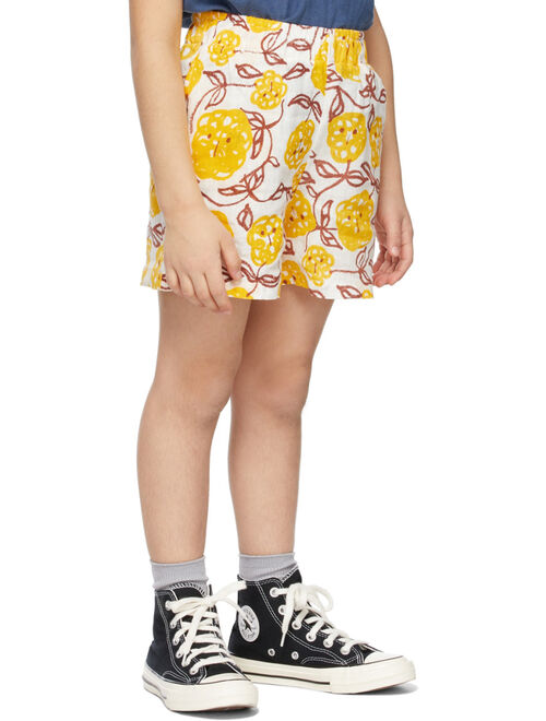 Weekend House Kids Kids White & Yellow Linen Mimosa Bermuda Shorts