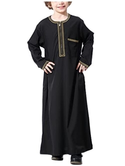 Aomesinc Islamic Boys Jubba Thobe,Saudi Arabia Islamic Clothing,Fashion Boy's Muslim Long Sleeves Kids Robe