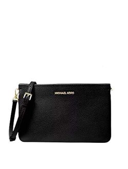 Jet Set Large Pebbled Leather Crossbody Bag Black