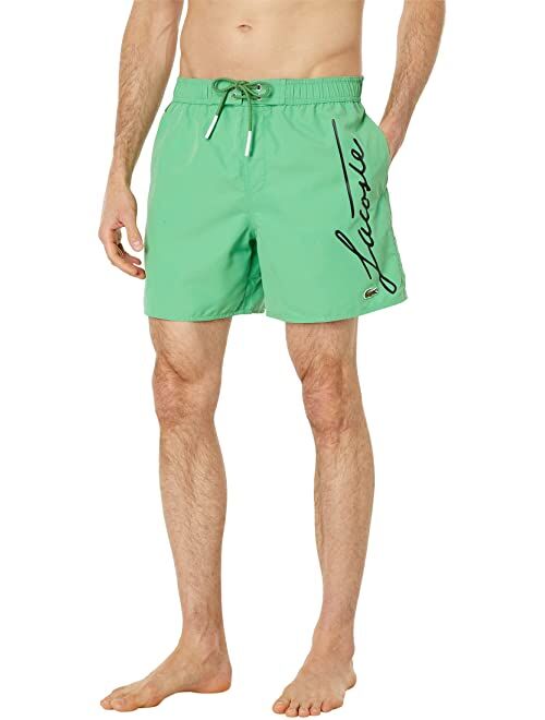 Lacoste Graphic Signature On Side Leg Swimming Trunks