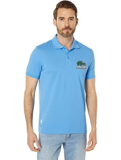 Short Sleeve Graphic Minecraft Logo and Croc On Left Chest Polo