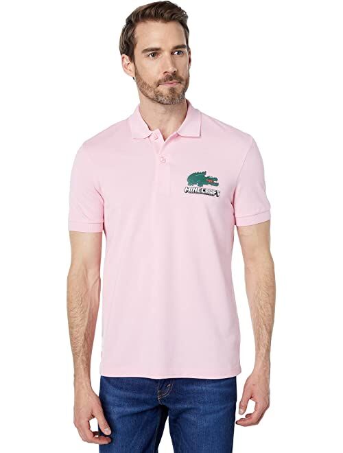 Lacoste Short Sleeve Graphic Minecraft Logo and Croc On Left Chest Polo