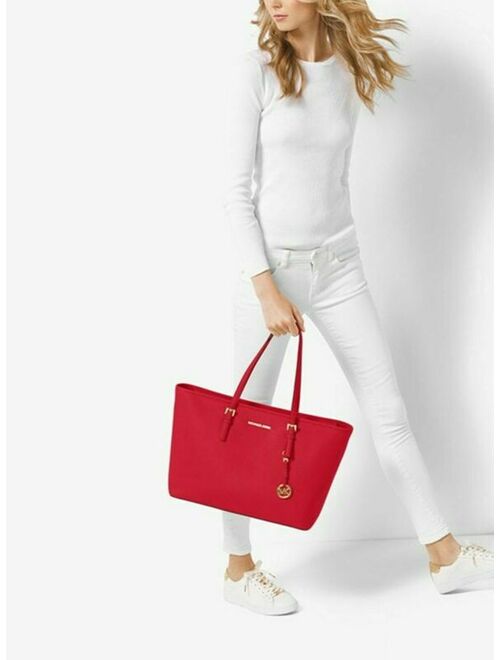 Michael Kors Bag Shopper Jet Set Travel Md Tz Mult Funt Tote Bag Bright Red