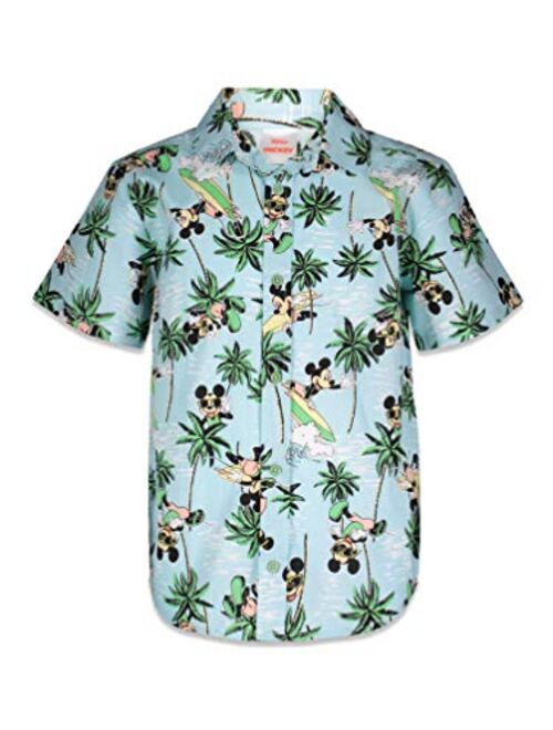 Disney Boys' Button Down Hawaiian Shirt: Mickey Mouse, Lilo and Stitch