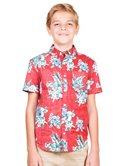 Brooklyn Athletics Boys Short Sleeve Button Down Hawaiian Shirt