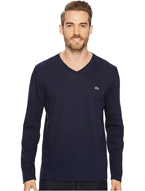 Lacoste Long Sleeve Pima Jersey V-Neck T-Shirt